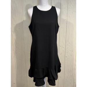 Women's Chelsea28 Black Ruffle Hem Dress Size 14